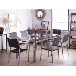 Zestaw ogrodowy dla 6 osób GROSSETO Blat dzielony Granit Polerowany Czarny