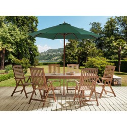 Zestaw ogrodowy dla 6 osób AMANTEA z parasolem Drewno akacjowe Zielony
