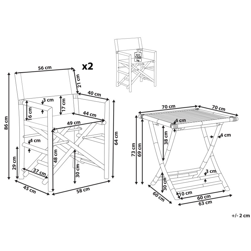 Zestaw mebli balkonowych Składane MOLISE Drewno Brązowy