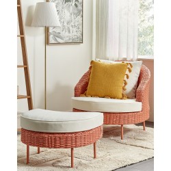 Fotel ogrodowy z otomaną ARCILLE Technorattan Brzoskwiniowy