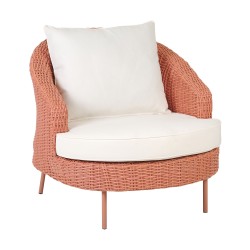 Fotel ogrodowy z otomaną ARCILLE Technorattan Brzoskwiniowy