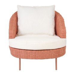 Fotel ogrodowy z otomaną ARCILLE Technorattan Brzoskwiniowy