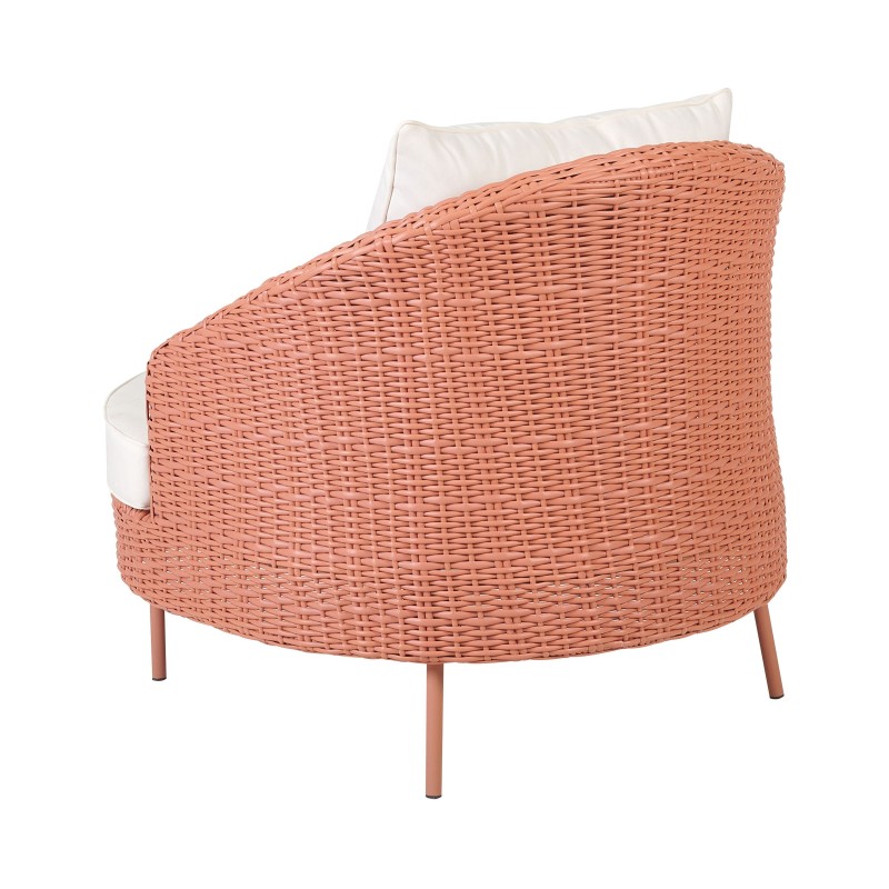 Fotel ogrodowy z otomaną ARCILLE Technorattan Brzoskwiniowy