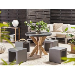 Zestaw ogrodowy ze stołkami dla 4 osób OLBIA/TARANTO Beton Szary
