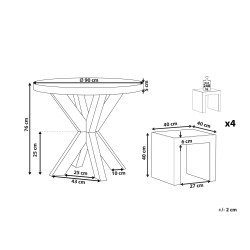 Zestaw ogrodowy ze stołkami dla 4 osób OLBIA/TARANTO Beton Szary