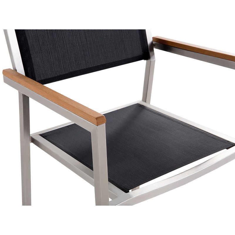 Zestaw ogrodowy dla 6 osób GROSSETO Drewno eukaliptusowe Brązowy/ czarny