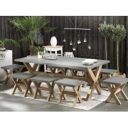 Zestaw ogrodowy ze stołkami dla 8 osób OLBIA Beton Szary