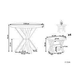 Zestaw ogrodowy ze stołkami dla 4 osób OLBIA Beton Szary