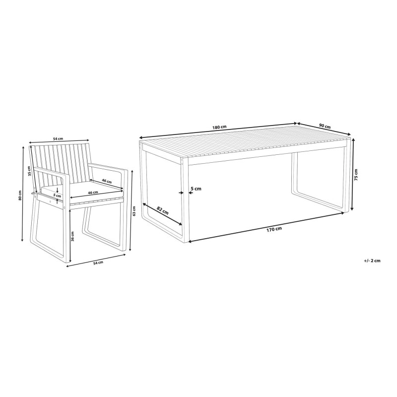 Zestaw ogrodowy dla 8 osób SASSARI z poduszkami Drewno akacjowe Granatowy