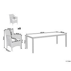 Zestaw ogrodowy dla 8 osób ITALY z poduszkami Technorattan Brązowy