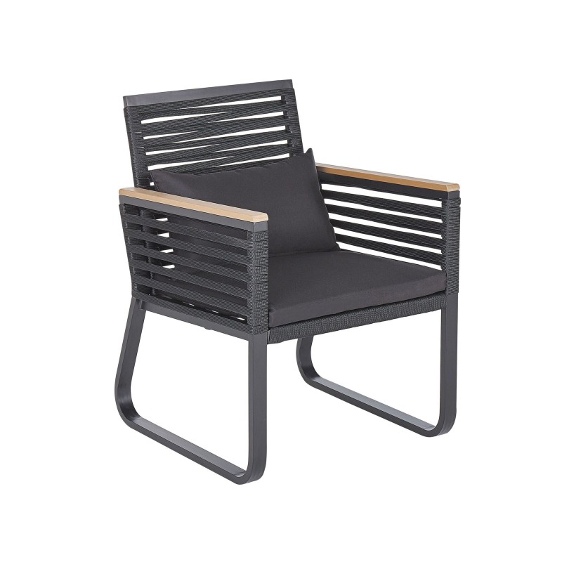 Zestaw ogrodowy dla 4 osób CANETTO z poduszkami Metal Czarny