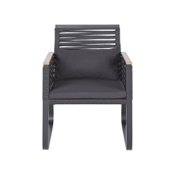 Zestaw ogrodowy dla 4 osób CANETTO z poduszkami Metal Czarny