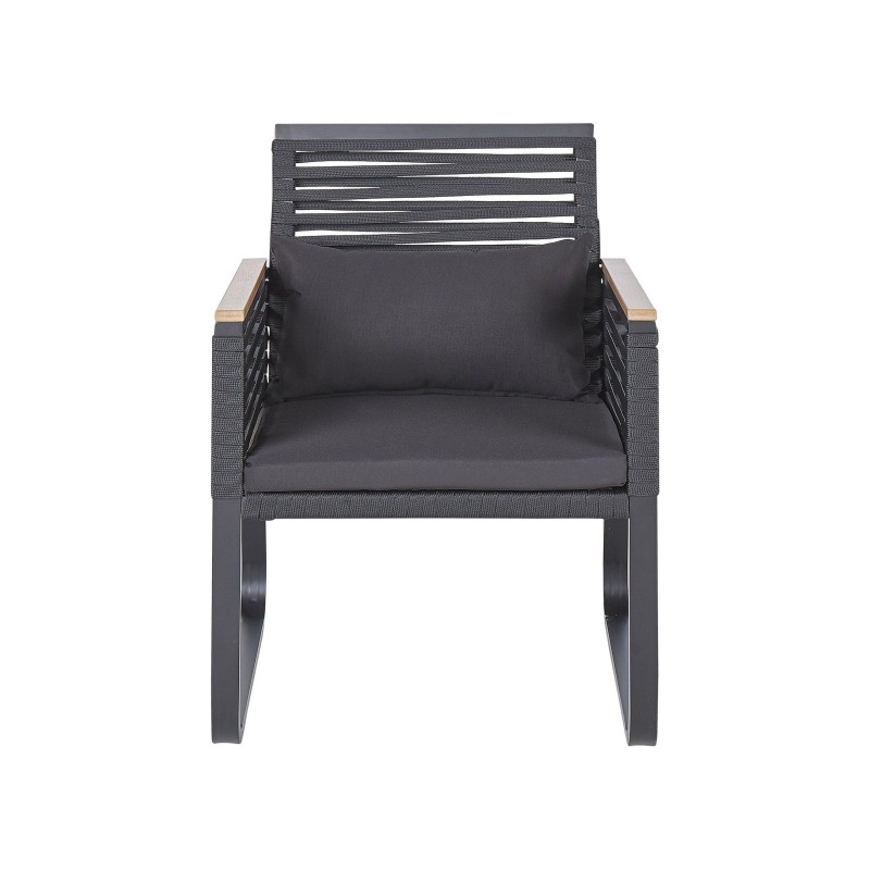 Zestaw ogrodowy dla 4 osób CANETTO z poduszkami Metal Czarny