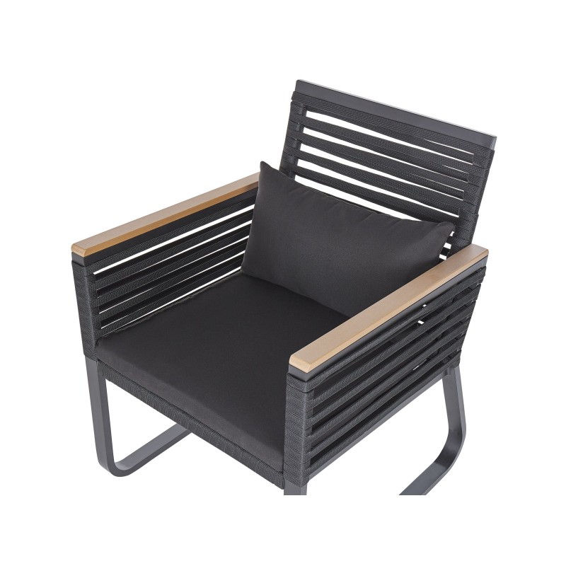 Zestaw ogrodowy dla 4 osób CANETTO z poduszkami Metal Czarny