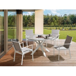 Zestaw ogrodowy dla 4 osób MALETTO/BUSSETO Metal Efekt marmuru Szary