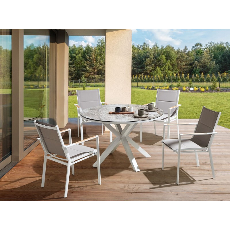 Zestaw ogrodowy dla 4 osób MALETTO/BUSSETO Metal Efekt marmuru Szary