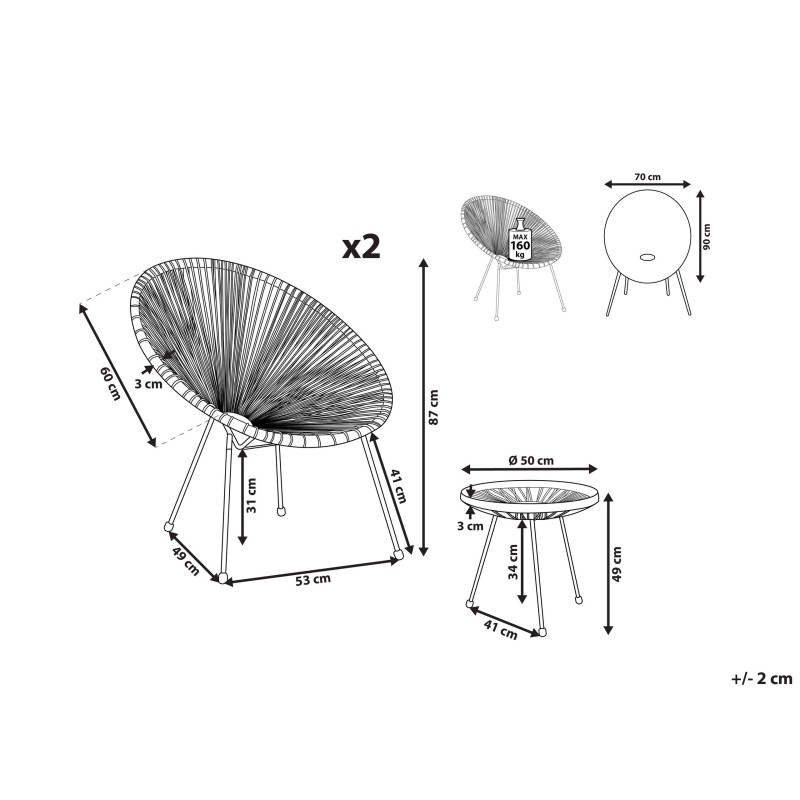 Zestaw mebli balkonowych ACAPULCO II Technorattan Pomarańczowy