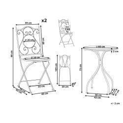 Zestaw mebli balkonowych Składane CAMPRENA Metal Czarny