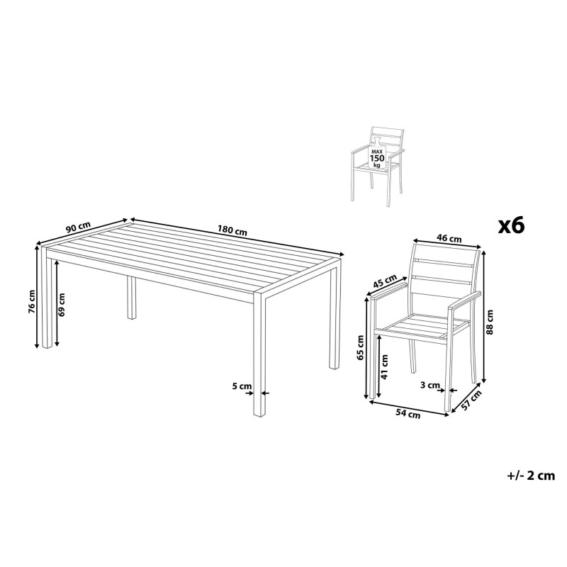 Zestaw ogrodowy dla 6 osób LIVO Metal Czarny