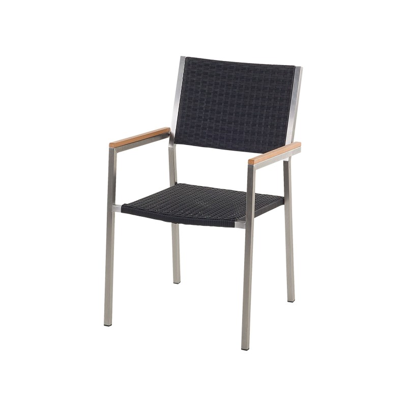 Zestaw ogrodowy dla 4 osób MALETTO/GROSSETO Technorattan Efekt marmuru Szary/ czarny