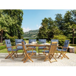 Zestaw ogrodowy dla 8 osób MAUI z poduszkami Drewno akacjowe Niebieski