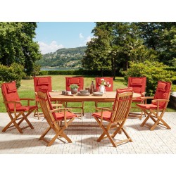 Zestaw ogrodowy dla 8 osób MAUI II z poduszkami Drewno akacjowe Bordowy