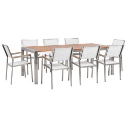 Zestaw ogrodowy dla 8 osób GROSSETO Drewno eukaliptusowe Brązowy/ biały