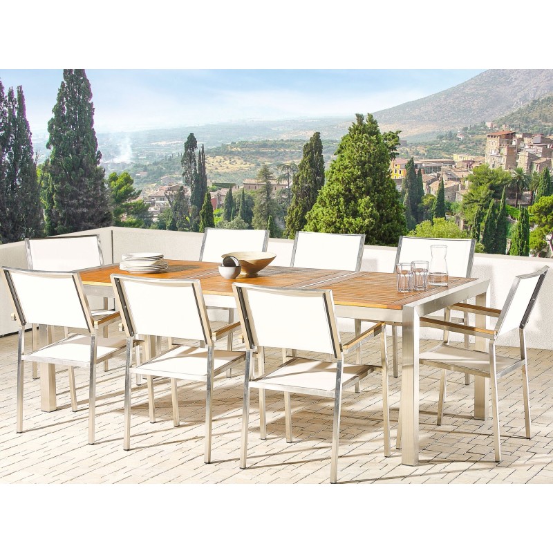 Zestaw ogrodowy dla 8 osób GROSSETO Drewno eukaliptusowe Brązowy/ biały