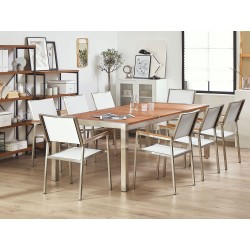 Zestaw ogrodowy dla 8 osób GROSSETO Drewno eukaliptusowe Brązowy/ biały