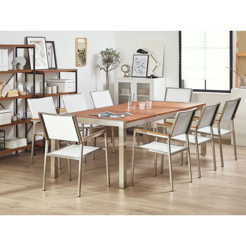 Zestaw ogrodowy dla 8 osób GROSSETO Drewno eukaliptusowe Brązowy/ biały