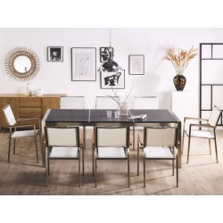 Zestaw ogrodowy dla 8 osób GROSSETO Blat dzielony Granit Płomieniowany Czarny/ biały