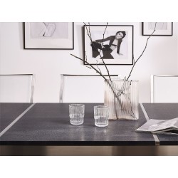 Zestaw ogrodowy dla 8 osób GROSSETO Blat dzielony Granit Płomieniowany Czarny/ biały