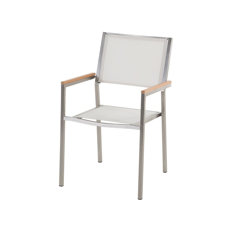 Zestaw ogrodowy dla 8 osób GROSSETO Blat dzielony Granit Płomieniowany Czarny/ biały