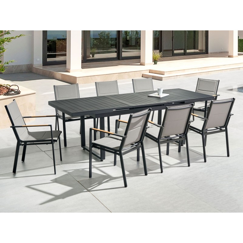 Zestaw ogrodowy dla 8 osób VALCANETTO/BUSSETO Metal Czarny