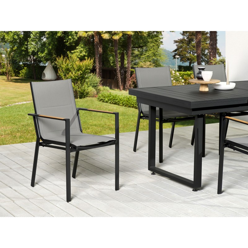 Zestaw ogrodowy dla 8 osób VALCANETTO/BUSSETO Metal Czarny