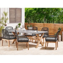 Zestaw ogrodowy dla 6 osób OLBIA z poduszkami Beton Czarny