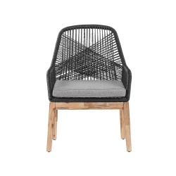 Zestaw ogrodowy dla 6 osób OLBIA z poduszkami Beton Czarny