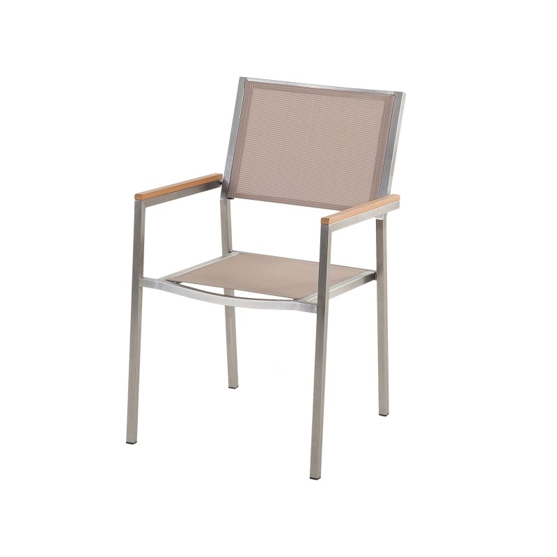 Zestaw ogrodowy dla 6 osób GROSSETO Szkło hartowane Czarny/ beżowy