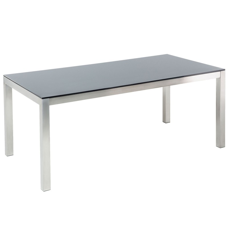 Zestaw ogrodowy dla 6 osób GROSSETO Szkło hartowane Czarny/ beżowy