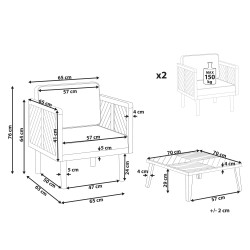 Zestaw mebli balkonowych z poduszkami BARATTI Drewno Brązowy