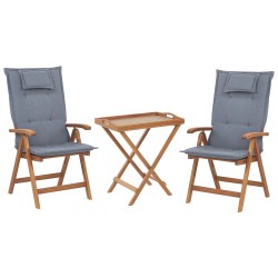 Zestaw mebli balkonowych z poduszkami Składane JAVA Drewno Niebieski