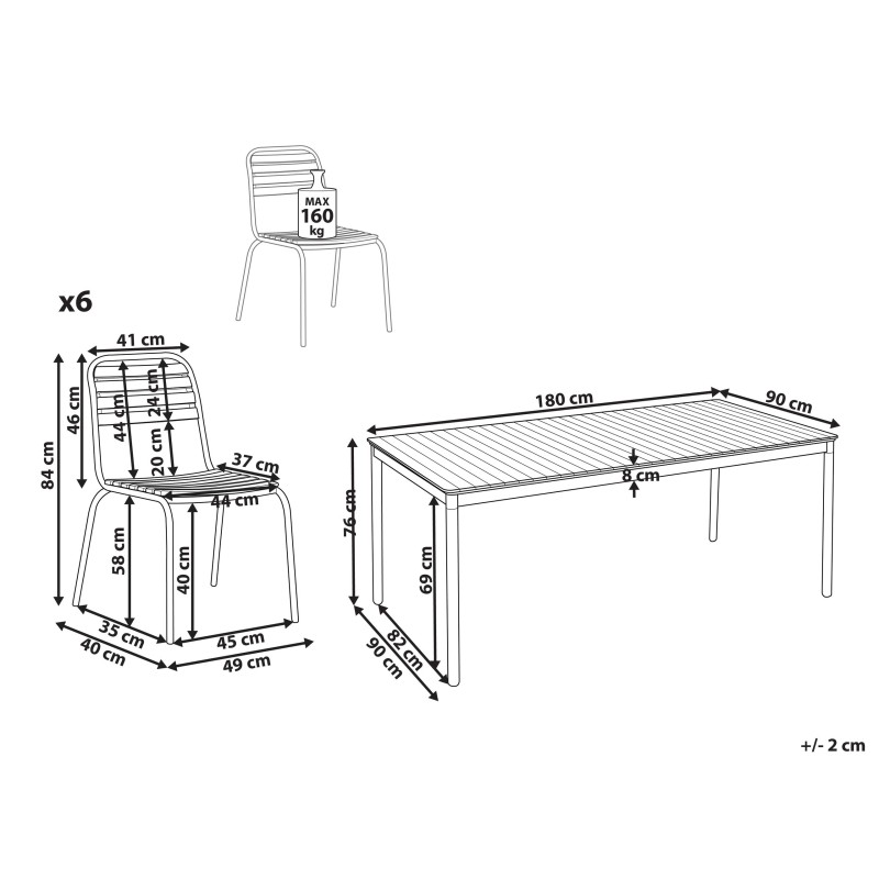 Zestaw ogrodowy dla 6 osób VALLESE Drewno akacjowe Brązowy