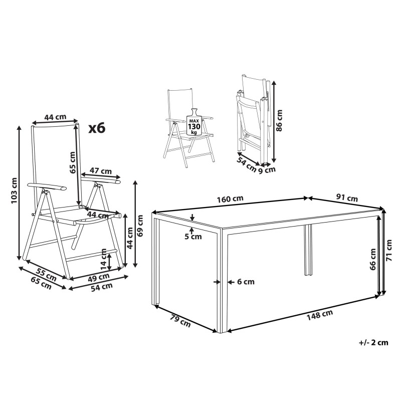 dla 6 osób CATANIA Czarny
