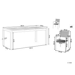 Zestaw ogrodowy dla 6 osób GROSSETO Drewno eukaliptusowe Brązowy/ czarny