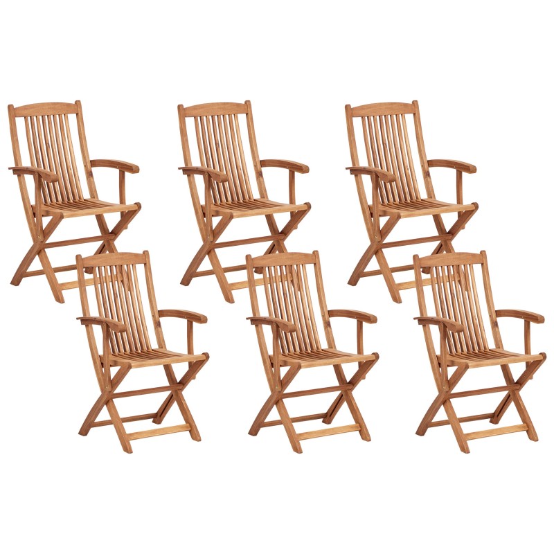 Zestaw ogrodowy dla 6 osób MAUI II z parasolem (12 opcji do wyboru) Drewno akacjowe Jasnobrązowy