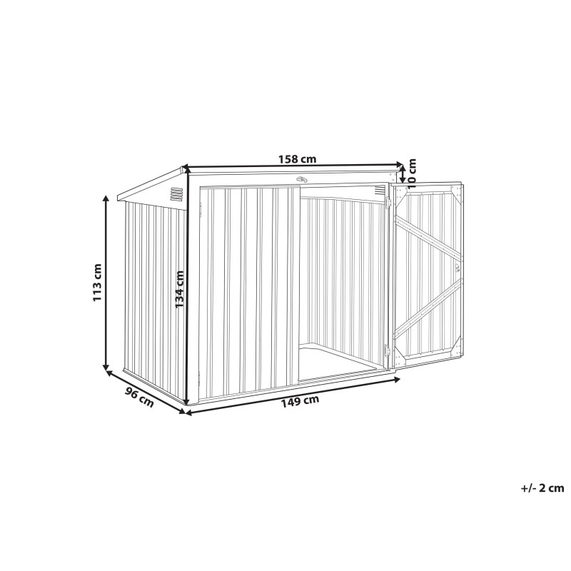 Domek narzędziowy MOENA Metal 158 cm 96 cm Jasnoszary