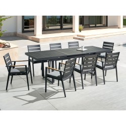 Zestaw ogrodowy dla 8 osób VALCANETTO/TAVIANO z poduszkami Metal Czarny