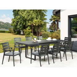 Zestaw ogrodowy dla 8 osób VALCANETTO/TAVIANO z poduszkami Metal Czarny