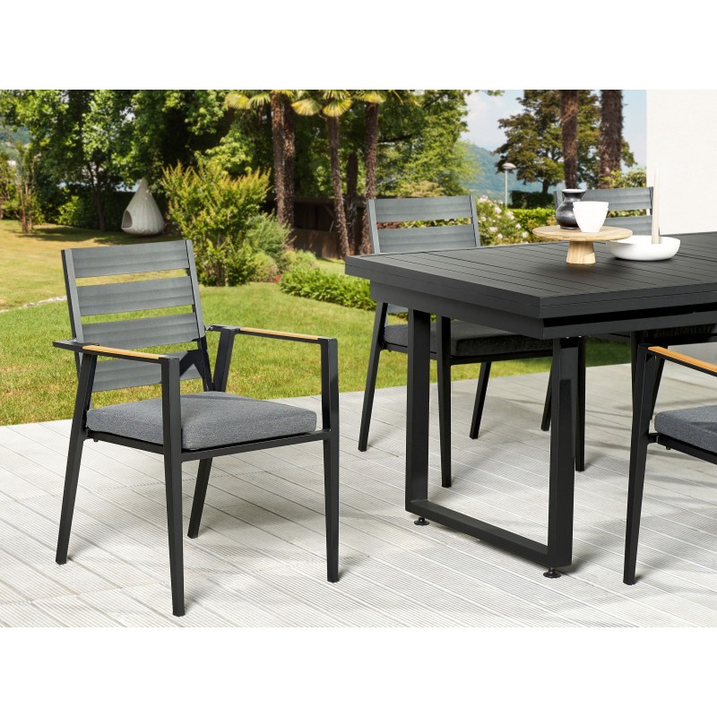 Zestaw ogrodowy dla 8 osób VALCANETTO/TAVIANO z poduszkami Metal Czarny