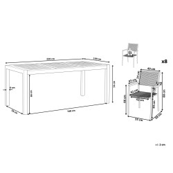 Zestaw ogrodowy dla 8 osób GROSSETO Drewno eukaliptusowe Brązowy/ czarny